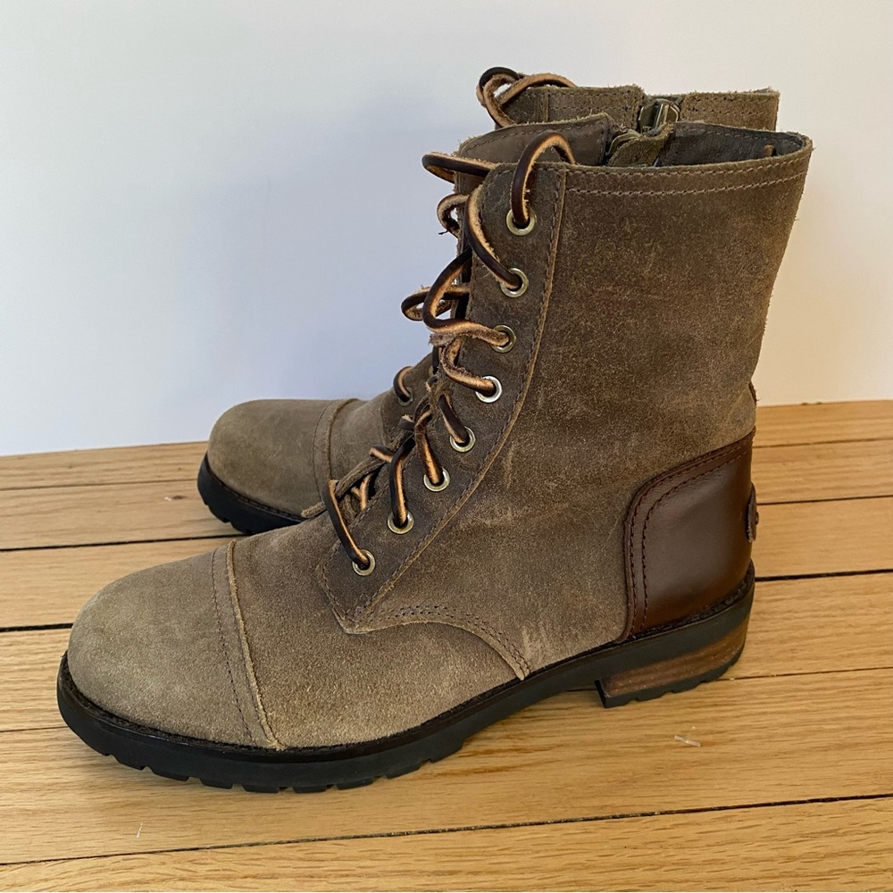 UGG Boots Womens 6.5 Kilmer II Dove Grey Shearling Lined Zip Up Fur 1095131